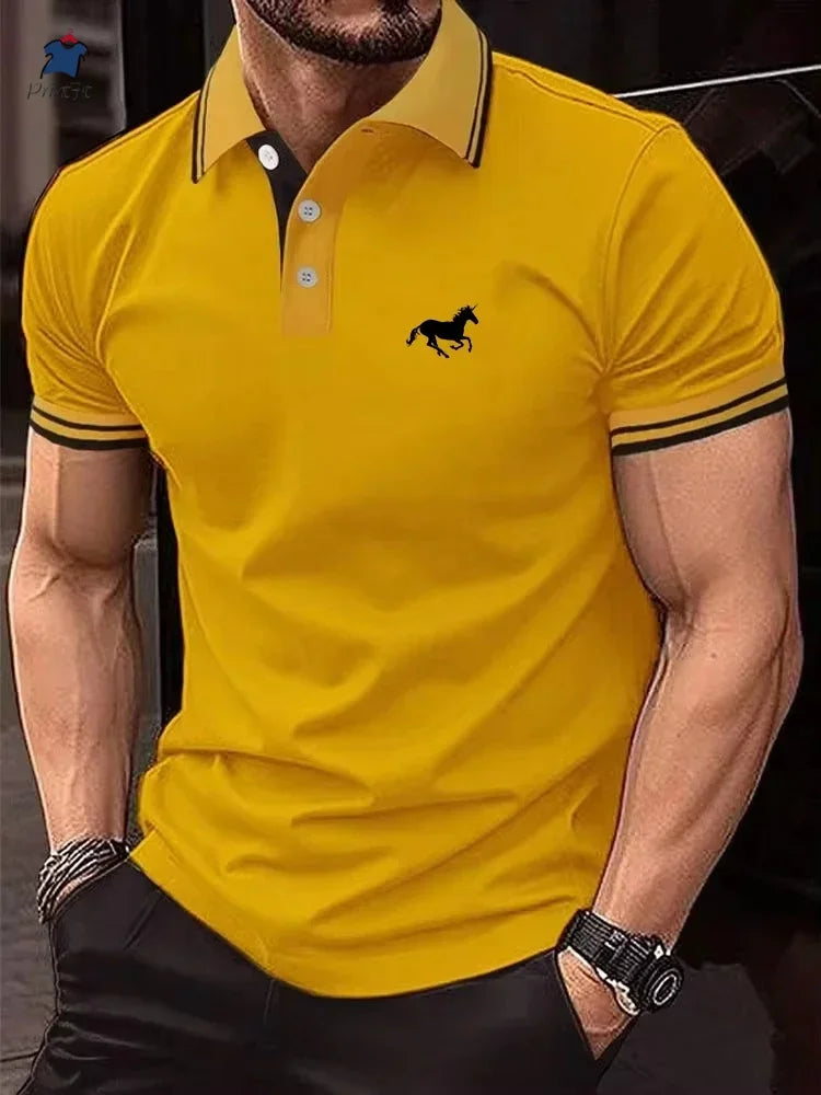 2025 Men's T-shirt Classic Short sleeved Polo Shirt Summer Top Casual T-shirt Button Lapel Super Large S-3XL Casual Polo Shirt