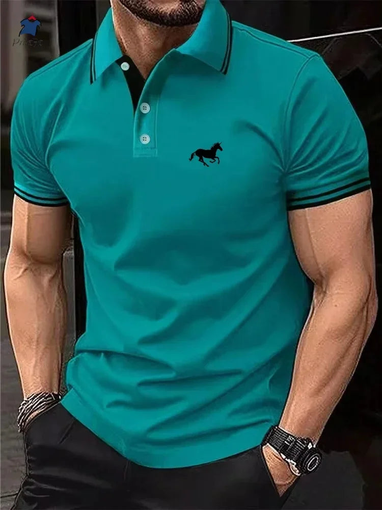 2025 Men's T-shirt Classic Short sleeved Polo Shirt Summer Top Casual T-shirt Button Lapel Super Large S-3XL Casual Polo Shirt