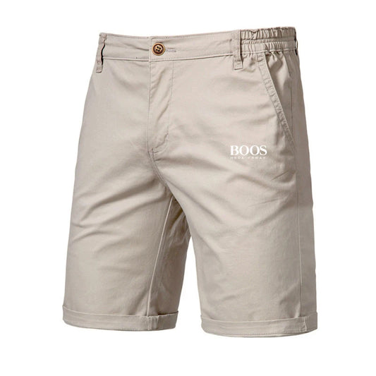 Pantalones cortos bordados de algodón 100% de verano para hombre, pantalones cortos hasta la rodilla de alta calidad, pantalones cortos informales de negocios sociales con cintura elástica para playa