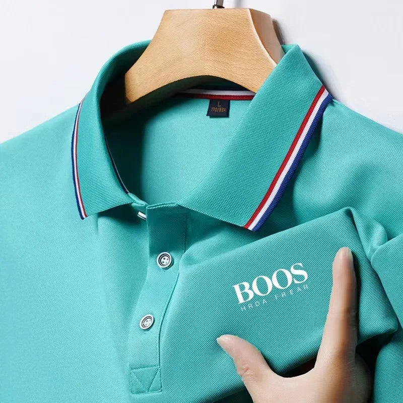 Nueva camisa Polo de manga corta informal de negocios bordada para hombre, Top transpirable cómodo de manga corta a la moda