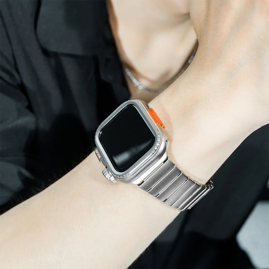 Case+Strap for Apple Watch Band 10 42 46mm Ultra 2 49mm 9 8 7 6 SE 5 Steel Metal Protective Shell Upgrade Iwatch 49mm 45mm 44mm