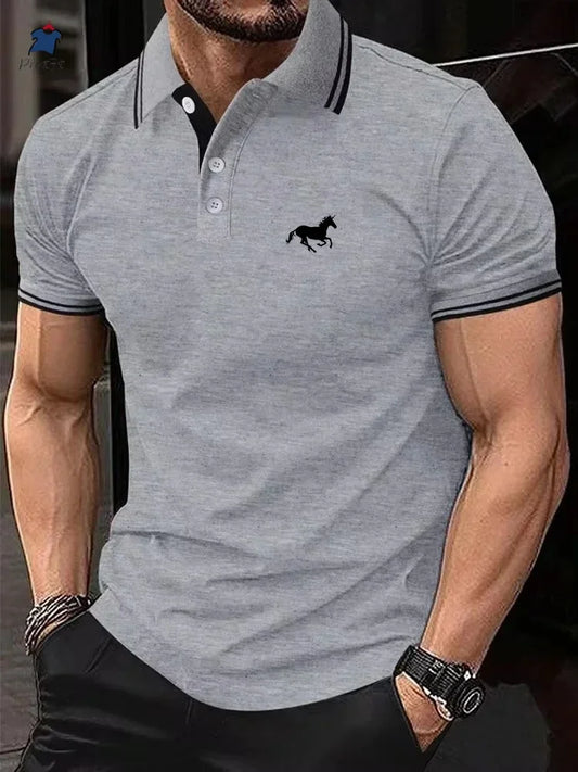 2025 Men's T-shirt Classic Short sleeved Polo Shirt Summer Top Casual T-shirt Button Lapel Super Large S-3XL Casual Polo Shirt