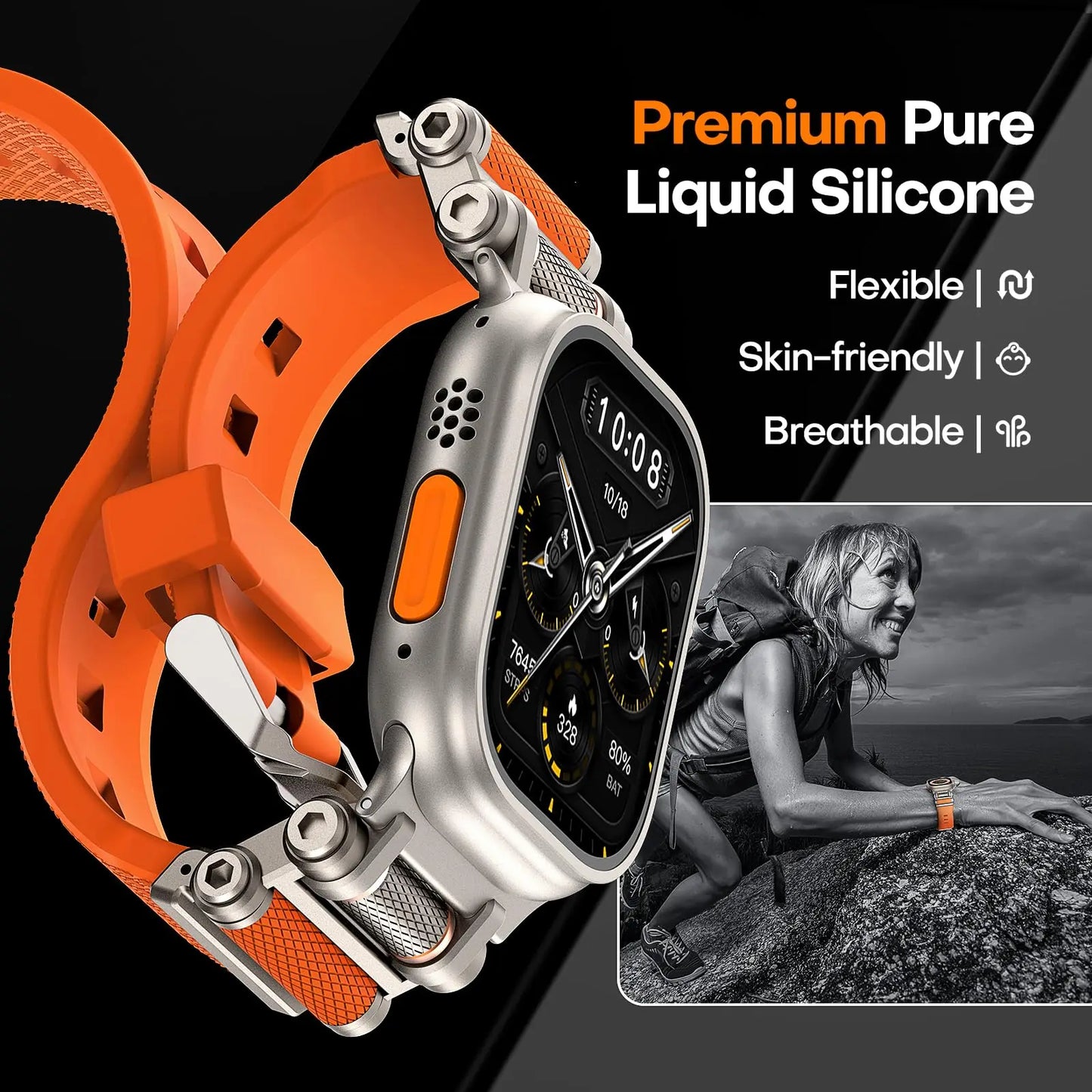 Rubber Sports Band for Apple Watch Ultra 2 49mm Series 10 9 8 7 Se 6 5 Strap for IWatch Ultra 46mm 45mm 44mm Luxury TPU Bracelet