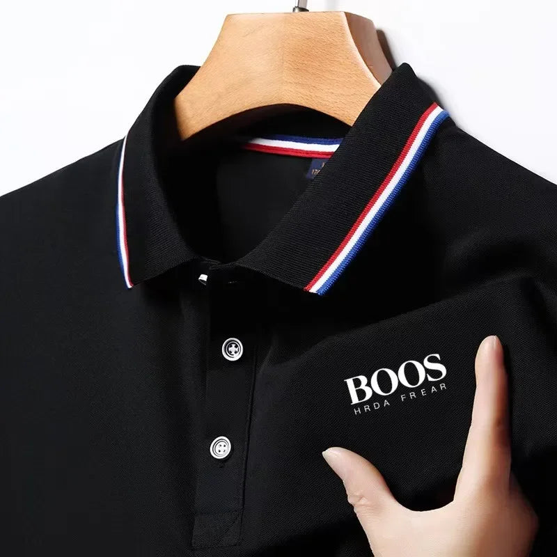 Nueva camisa Polo de manga corta informal de negocios bordada para hombre, Top transpirable cómodo de manga corta a la moda