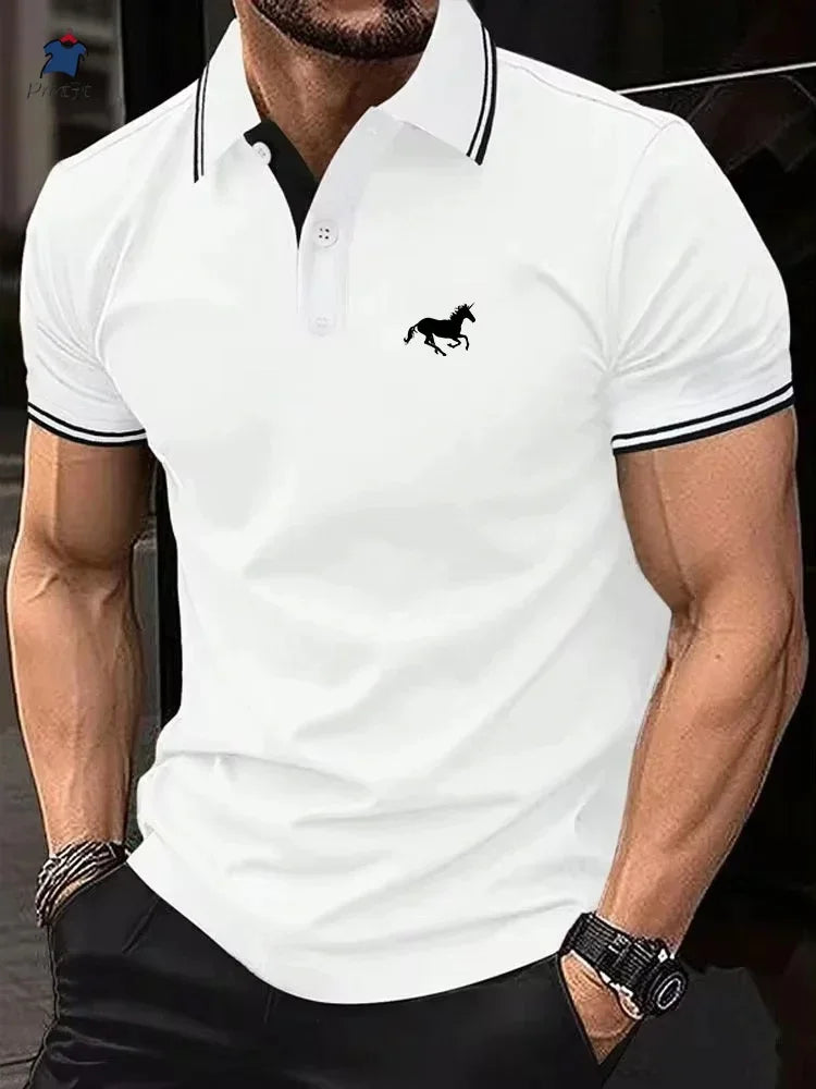 2025 Men's T-shirt Classic Short sleeved Polo Shirt Summer Top Casual T-shirt Button Lapel Super Large S-3XL Casual Polo Shirt