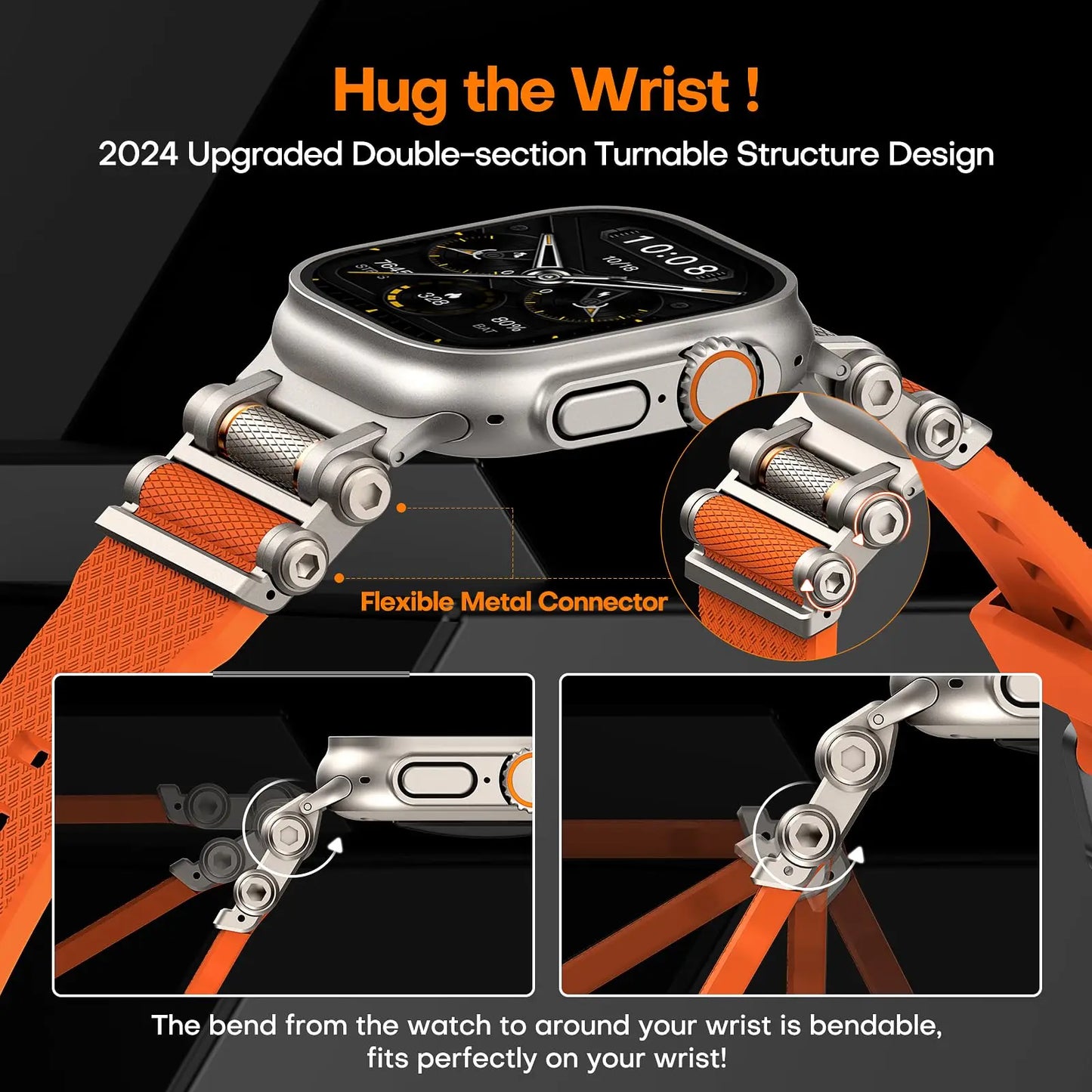 Rubber Sports Band for Apple Watch Ultra 2 49mm Series 10 9 8 7 Se 6 5 Strap for IWatch Ultra 46mm 45mm 44mm Luxury TPU Bracelet