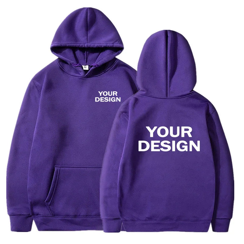 Sudaderas con capucha con estampado personalizado para hombre y mujer, ropa informal holgada, sudaderas con capucha de Color sólido, sudaderas de calle con personalidad de manga larga