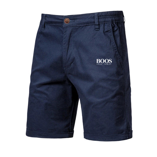 Pantalones cortos bordados de algodón 100% de verano para hombre, pantalones cortos hasta la rodilla de alta calidad, pantalones cortos informales de negocios sociales con cintura elástica para playa