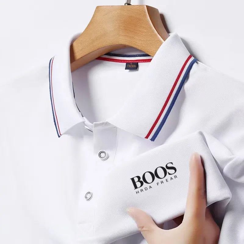 Nueva camisa Polo de manga corta informal de negocios bordada para hombre, Top transpirable cómodo de manga corta a la moda